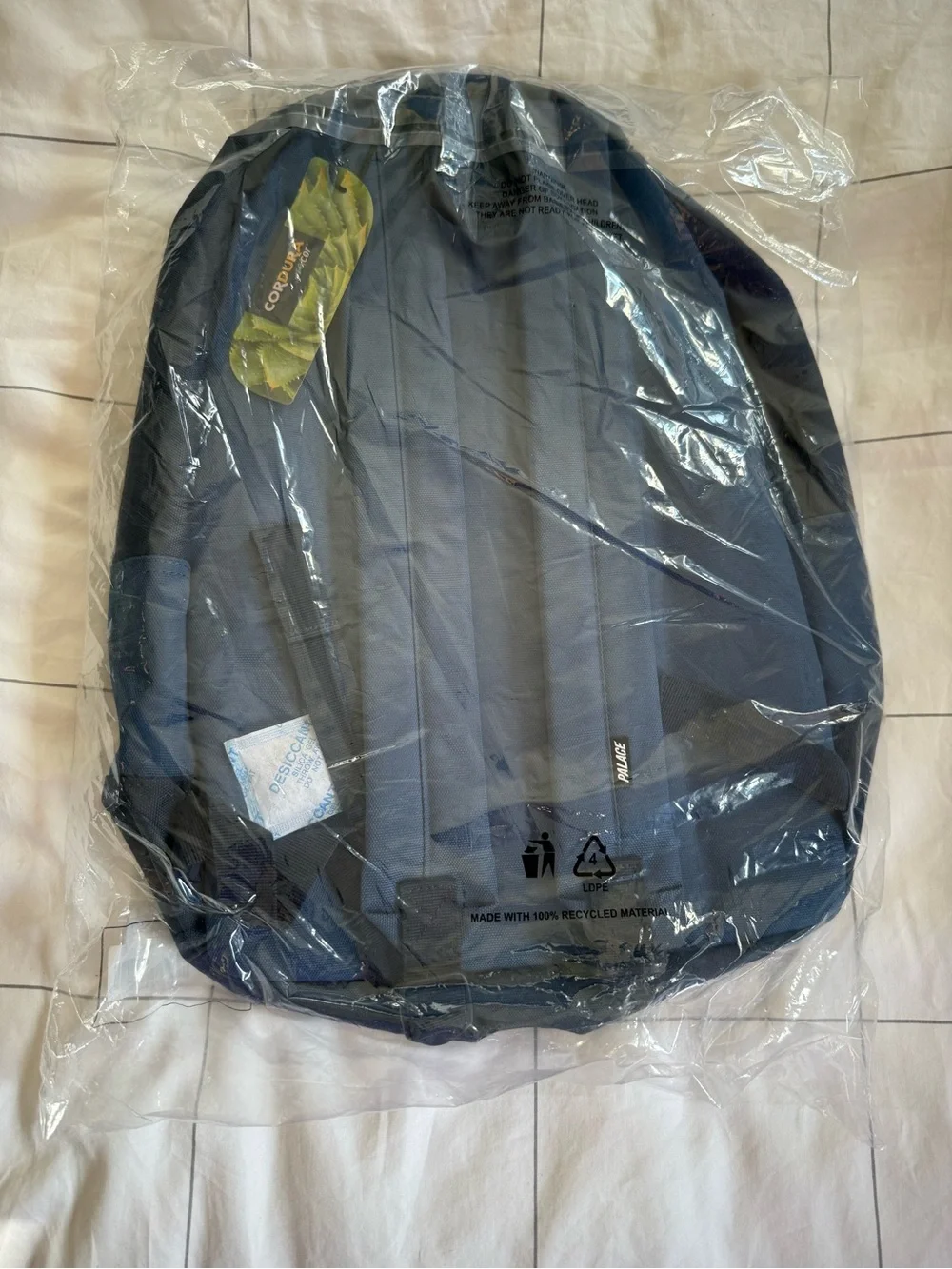 Palace Cordura Duck Canvas Backpack 'Blue / Navy' FW24 Travel Gym Book Bag Zip